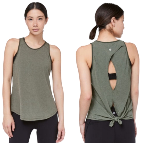 Lululemon Tops - Lululemon Women's Athletic Open Up Tank Heathered Camo Green Size 6
